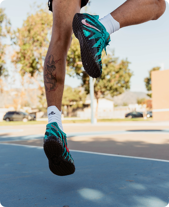 Athlete mid-jump